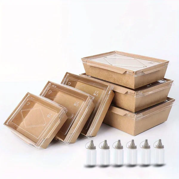 00670745e6954faf871a39258a9028fd-goods.webp 30pcs Kraft Lunch Box Set – Boxes, Lids & Sauce Bottles
