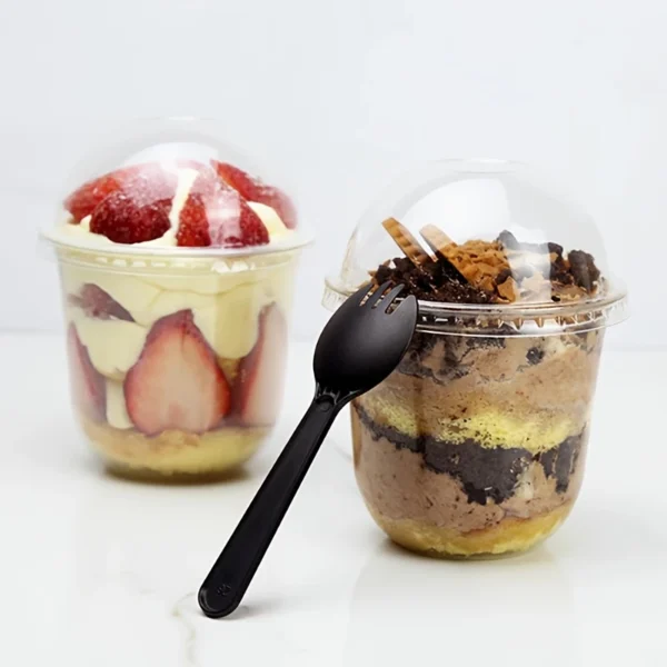 150pcs Dessert Cup Set (12oz) – Cups, Lids & Forks for Ice Cream & Mousse