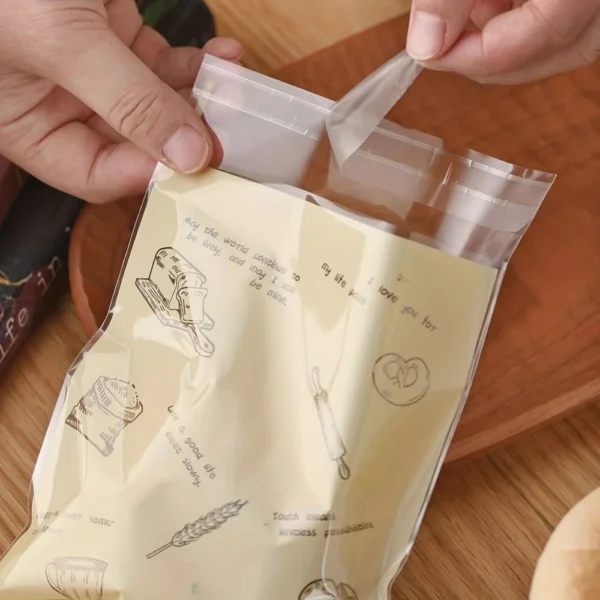 Value Pack 100Pcs Self-Adhesive Bakery Bags 