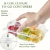 50pcs, Disposable Solid Plastic Hinged Food Container with Transparent Lid