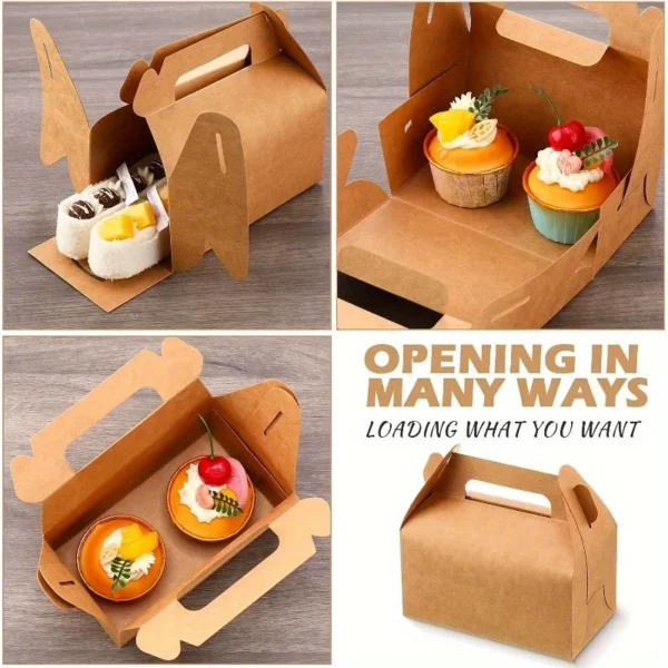 5-Pack Premium Portable Food-Safe Paper Pastry Boxes - Stylish & Durable Disposable Containers for Baking