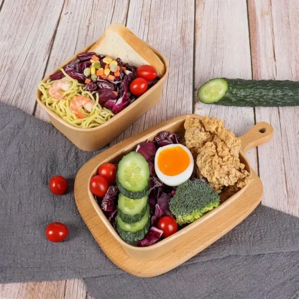 25oz Kraft Paper Meal Prep Containers with Lids - 25 Pack, Rectangular Disposable Food Bowls