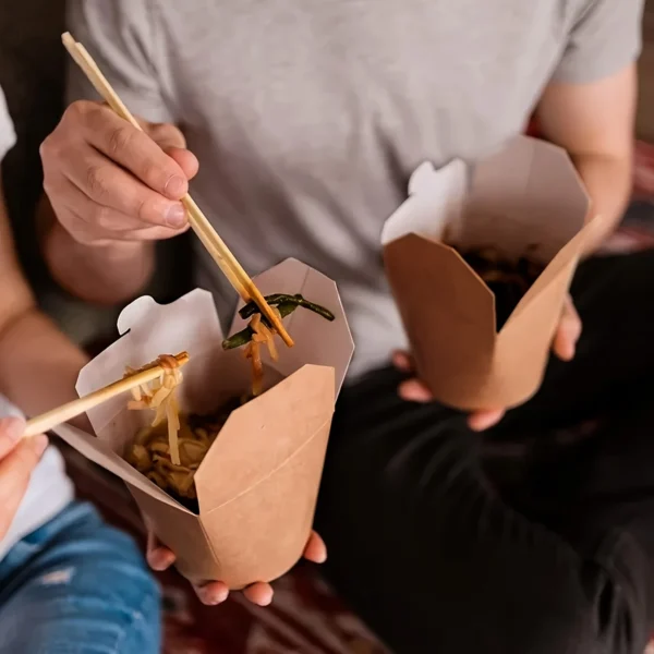 50pcs Kraft Paper Takeout Boxes - Leak & Grease Proof