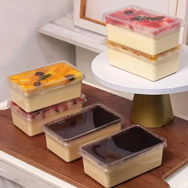 25-Pack Clear Disposable PET Dessert Containers with Flip-Top Lids