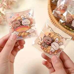 24e0a483-5234-4cca-b245-ae99a75bd0d9.webp 200pcs Cute Kawaii Rabbit & Bear Self-Adhesive Treat Bags