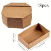 18pcs Kraft Paper Food Containers - Hexagonal Takeout Trays for Fried Chicken