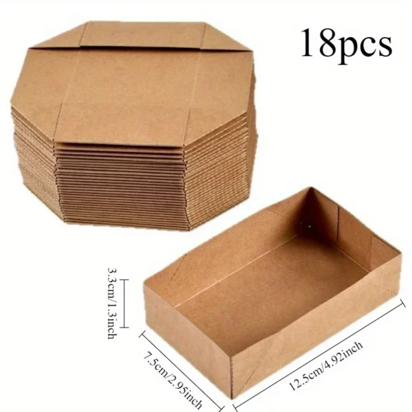 18pcs Kraft Paper Food Containers - Hexagonal Takeout Trays for Fried Chicken