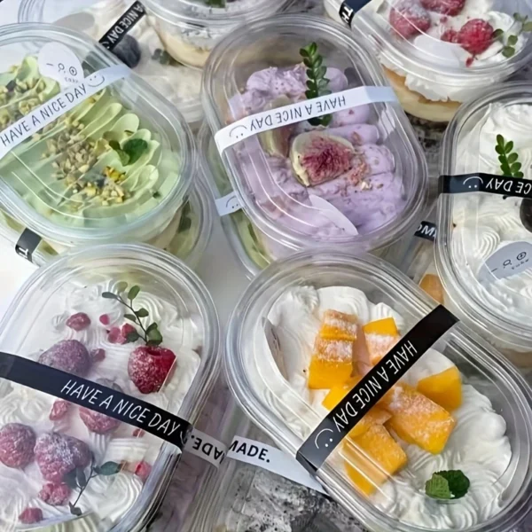 50pcs 16.9oz Clear Plastic Dessert Cups with Flip Top Lids