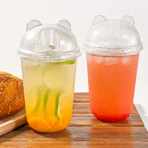 1 set includes 50 cups and 50 lids, disposable milk tea cups and ice coffee cups