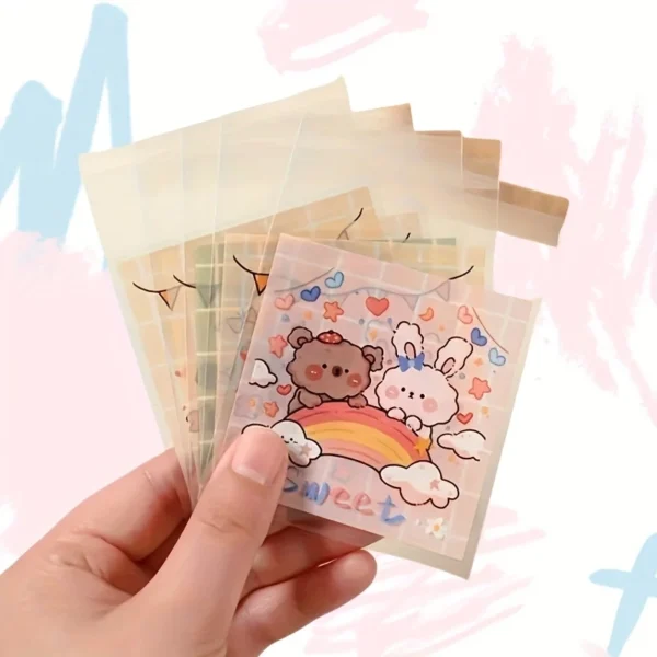 200pcs Cute Kawaii Rabbit & Bear Self-Adhesive Treat Bags