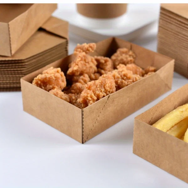 18pcs Kraft Paper Food Containers - Hexagonal Takeout Trays for Fried Chicken