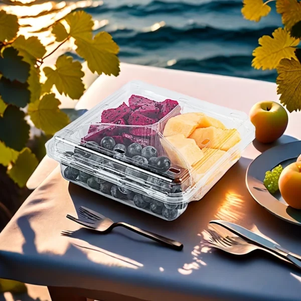 Clear PET Plastic Fruit Cut Box: Perfect for On-The-Go Snacks Or Party Favors