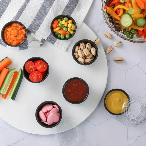 15pcs Black Plastic Jelly Cups with Lids