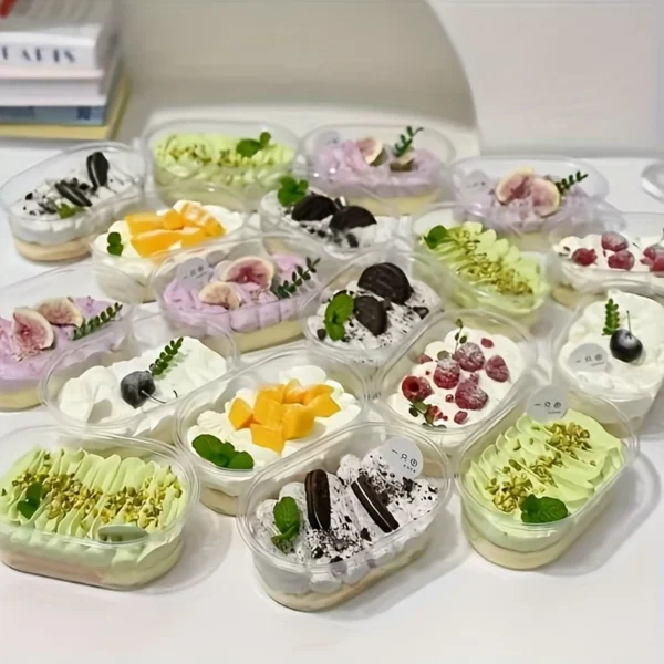 50pcs 16.9oz Clear Plastic Dessert Cups with Flip Top Lids