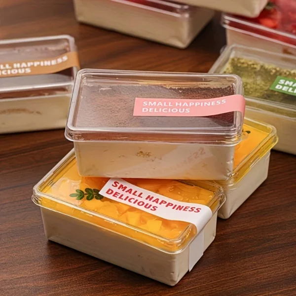 25-Pack Clear Disposable PET Dessert Containers with Flip-Top Lids