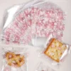 100pcs Pink Flower Biscuit Candy Packaging Bag, Kitchen Supplies