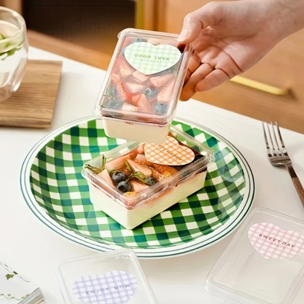 25-Pack Clear Disposable PET Dessert Containers with Flip-Top Lids