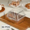 50pcs Clear Plastic Takeout Containers, Reusable Square Clamshell Food Boxes