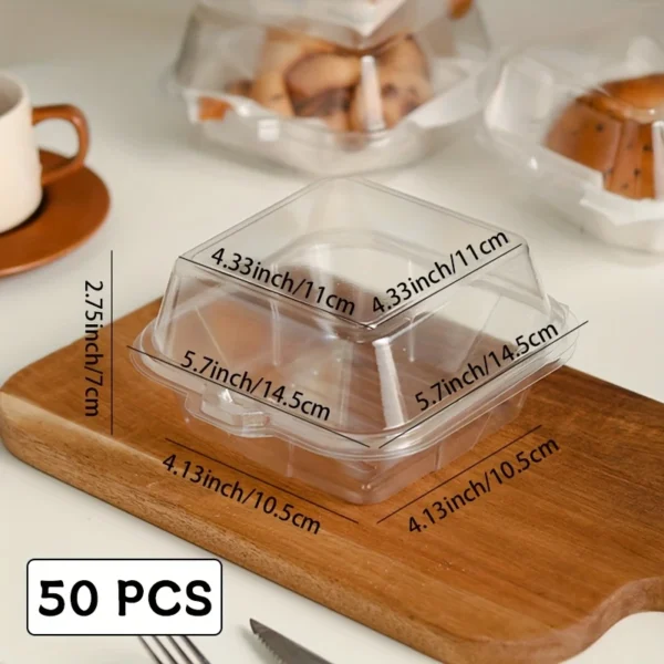 50pcs Clear Plastic Takeout Containers, Reusable Square Clamshell Food Boxes