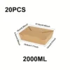 10pcs Kraft Brown Paper Food Containers - Microwave-Safe Square Lunch Boxes for Takeout