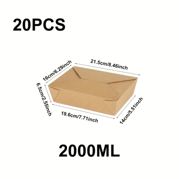 10pcs Kraft Brown Paper Food Containers - Microwave-Safe Square Lunch Boxes for Takeout
