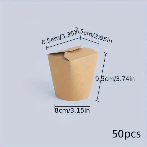 50pcs Kraft Paper Takeout Boxes - Leak & Grease Proof