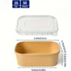 25oz Kraft Paper Meal Prep Containers with Lids - 25 Pack, Rectangular Disposable Food Bowls
