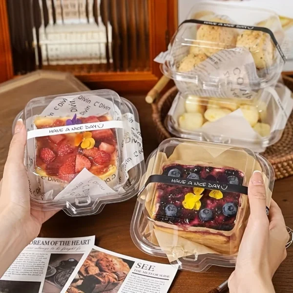 50pcs Clear Plastic Takeout Containers, Reusable Square Clamshell Food Boxes