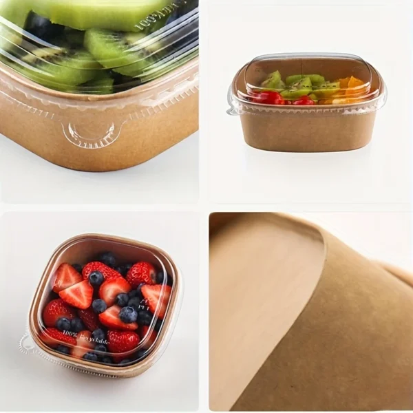 12pcs Kraft Lunch Boxes – Square, Leak-Proof Takeout Container