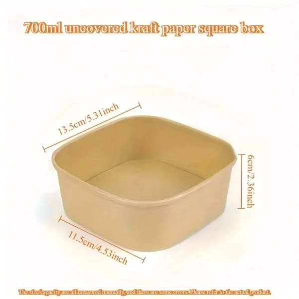 12pcs Kraft Lunch Boxes – Square, Leak-Proof Takeout Container