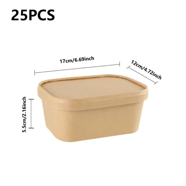 25pcs EcoMeal Kraft Lunch Boxes with Lids – Food-Grade & Durable