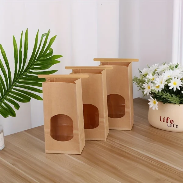 Kraft Paper Food Storage Bags with Clear Window