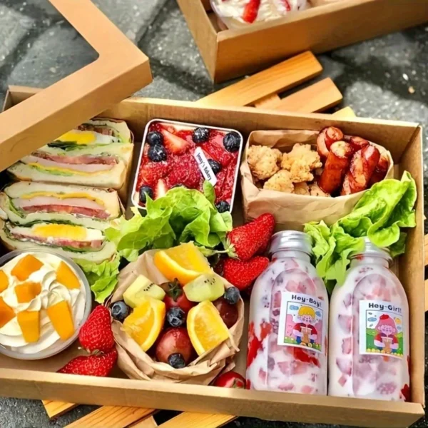 5pcs of Kraft Paper Picnic Boxes