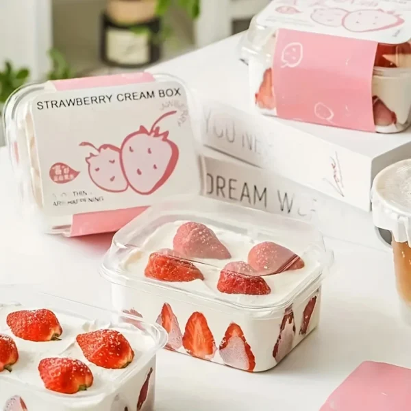 Faridabio 50pcs/ 1 Set 50 Packs of PET Transparent Fruit And Dessert Containers