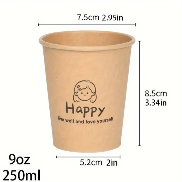 50pcs High-Quality Brown Kraft Paper Cups
