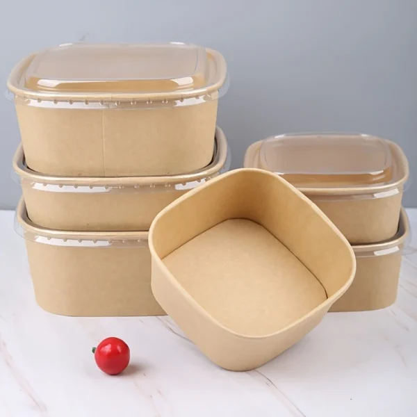12pcs Kraft Lunch Boxes – Square, Leak-Proof Takeout Container