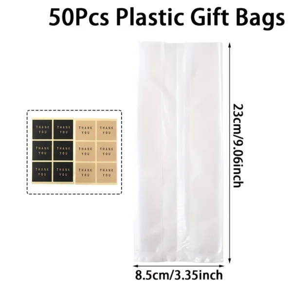 50pcs, Thank You Stickers Gifts Packaging Bags