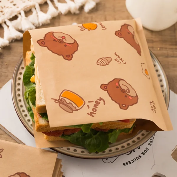 10pcs Little Bear Pattern Sandwich Bags