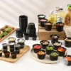15pcs Black Plastic Jelly Cups with Lids