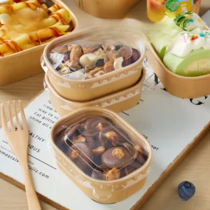 10-Pack Small Kraft Takeout Boxes with PET Lids 250ml