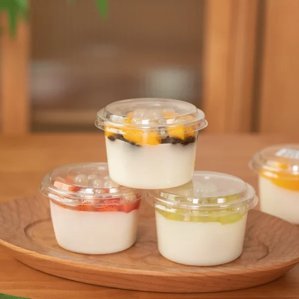 50pcs cake cups with lids, transparent dessert cups 150ml