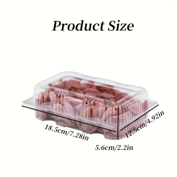 50pcs Clear PET Plastic Rectangular Flip-Top Containers