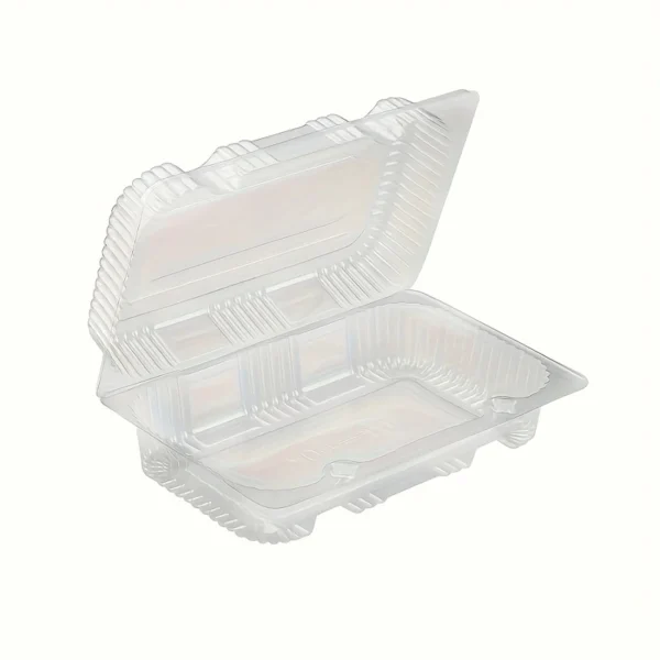 50pcs Clear PET Plastic Rectangular Flip-Top Containers