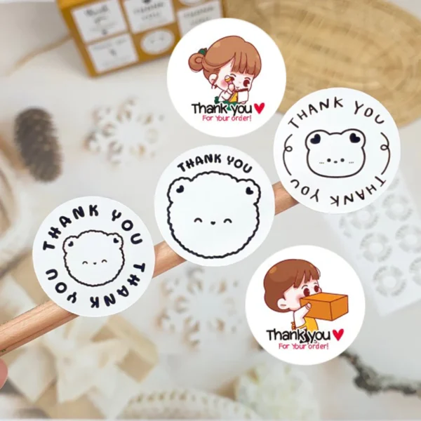 120 Pcs/Pack Cute Cartoon Thank You For Your Order Stickers Baking Packaging Sealing Labels Small Business Commodity Gift Decor Sticker