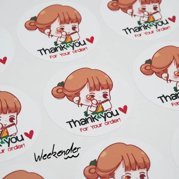 120 Pcs/Pack Cute Cartoon Thank You For Your Order Stickers Baking Packaging Sealing Labels Small Business Commodity Gift Decor Sticker